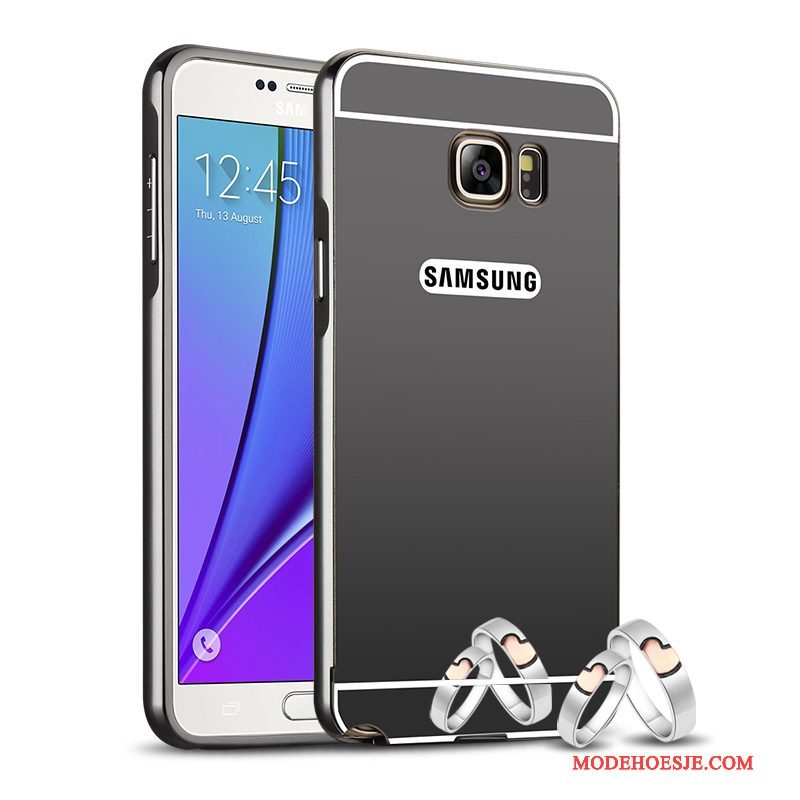 Hoesje Samsung Galaxy Note 5 Metaal Goud Achterklep, Hoes Samsung Galaxy Note 5 Bescherming Telefoon Omlijsting