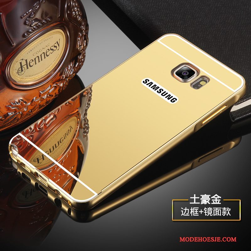 Hoesje Samsung Galaxy Note 5 Metaal Goud Achterklep, Hoes Samsung Galaxy Note 5 Bescherming Telefoon Omlijsting