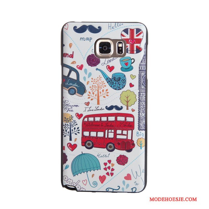 Hoesje Samsung Galaxy Note 5 Reliëf Trend Skärmskydd, Hoes Samsung Galaxy Note 5 Zacht Telefoon Blauw