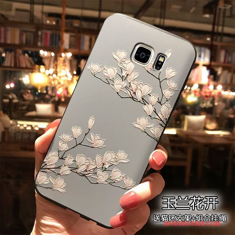 Hoesje Samsung Galaxy Note 5 Siliconen Trend Bloemen, Hoes Samsung Galaxy Note 5 Telefoon Hanger