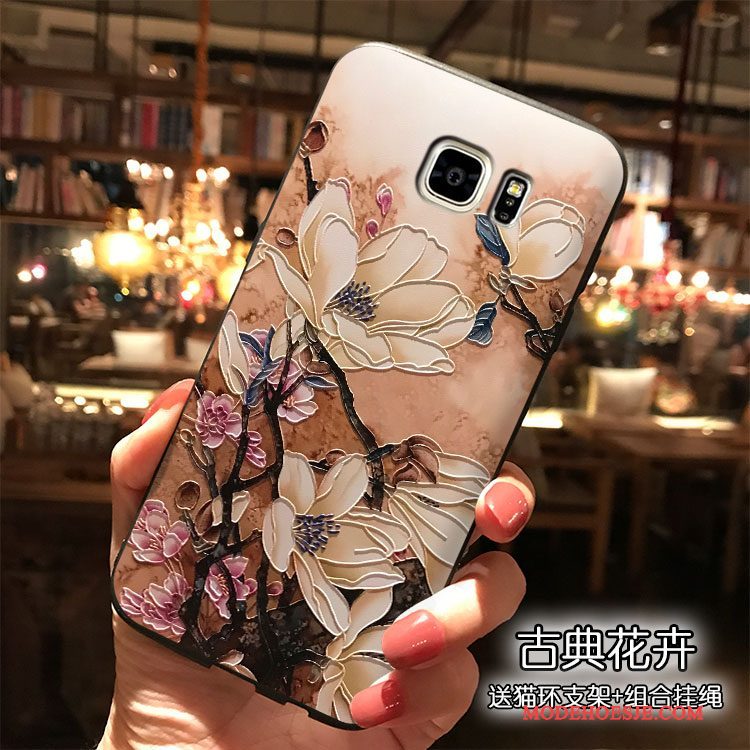 Hoesje Samsung Galaxy Note 5 Siliconen Trend Bloemen, Hoes Samsung Galaxy Note 5 Telefoon Hanger