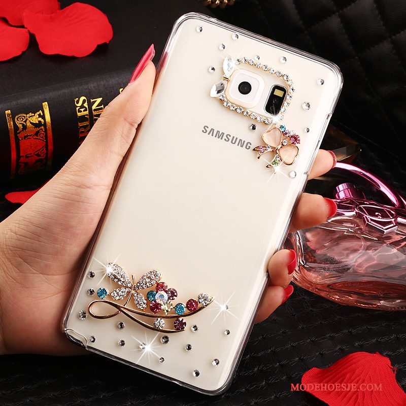 Hoesje Samsung Galaxy Note 5 Strass Anti-falltelefoon, Hoes Samsung Galaxy Note 5 Bescherming Wit Doorzichtig