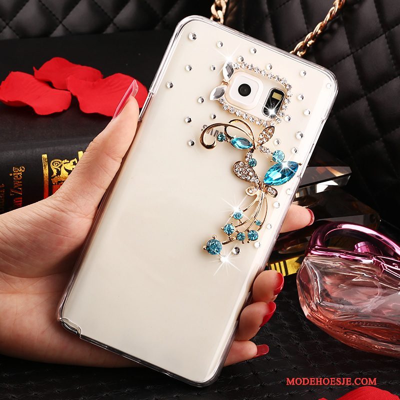 Hoesje Samsung Galaxy Note 5 Strass Anti-falltelefoon, Hoes Samsung Galaxy Note 5 Bescherming Wit Doorzichtig