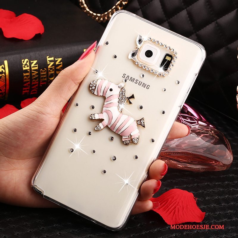 Hoesje Samsung Galaxy Note 5 Strass Anti-falltelefoon, Hoes Samsung Galaxy Note 5 Bescherming Wit Doorzichtig