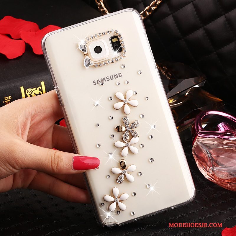 Hoesje Samsung Galaxy Note 5 Strass Anti-falltelefoon, Hoes Samsung Galaxy Note 5 Bescherming Wit Doorzichtig