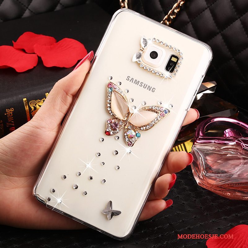 Hoesje Samsung Galaxy Note 5 Strass Anti-falltelefoon, Hoes Samsung Galaxy Note 5 Bescherming Wit Doorzichtig