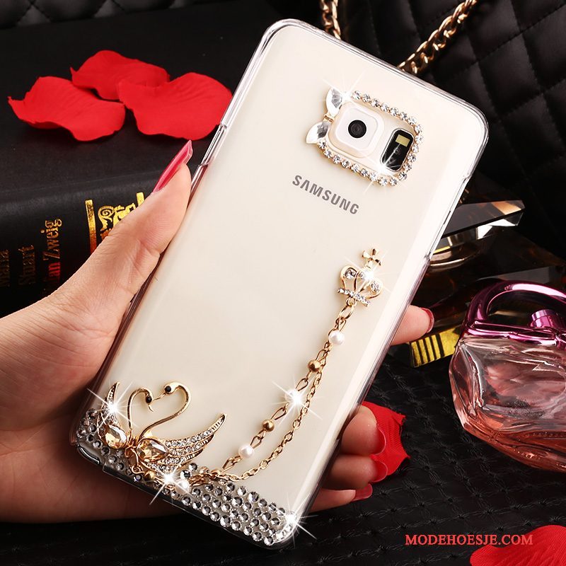 Hoesje Samsung Galaxy Note 5 Strass Anti-falltelefoon, Hoes Samsung Galaxy Note 5 Bescherming Wit Doorzichtig