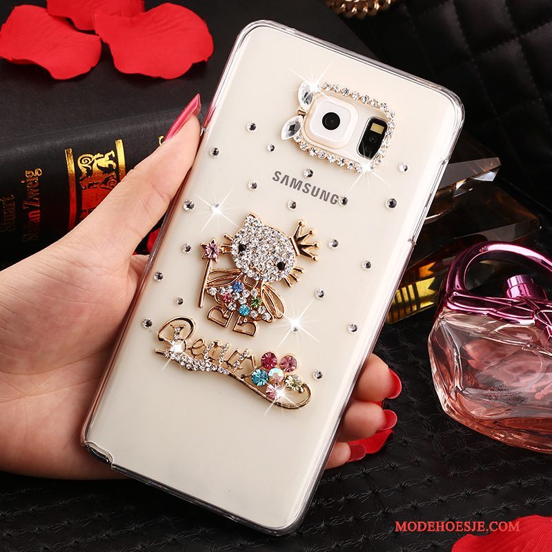 Hoesje Samsung Galaxy Note 5 Strass Anti-falltelefoon, Hoes Samsung Galaxy Note 5 Bescherming Wit Doorzichtig