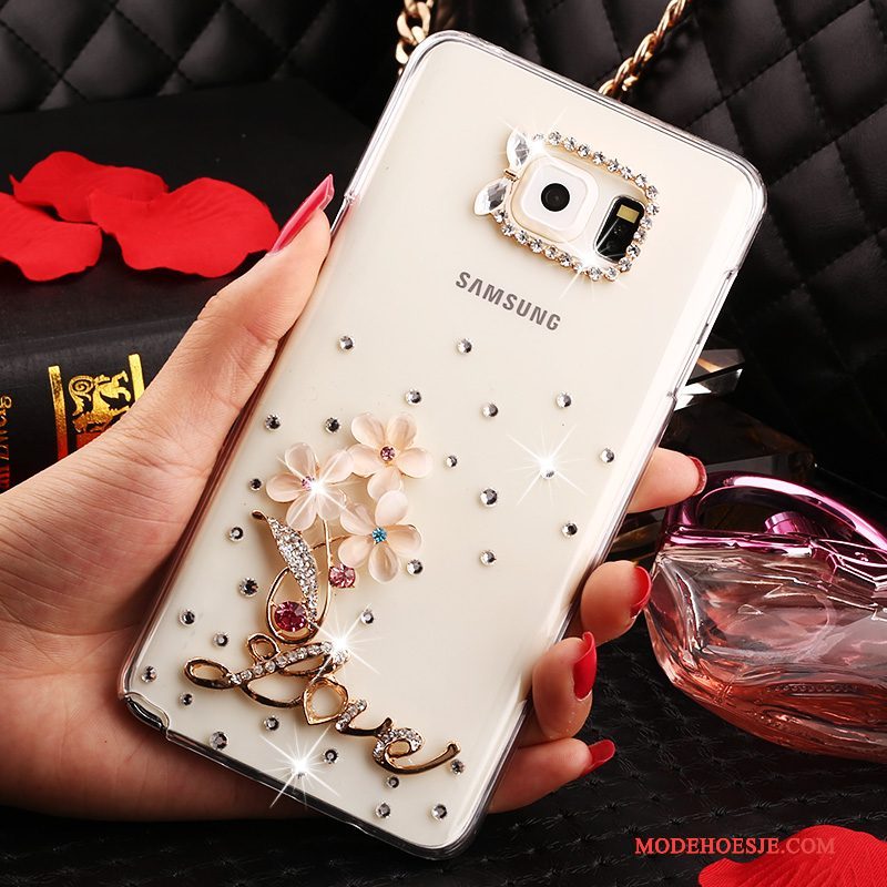 Hoesje Samsung Galaxy Note 5 Strass Anti-falltelefoon, Hoes Samsung Galaxy Note 5 Bescherming Wit Doorzichtig