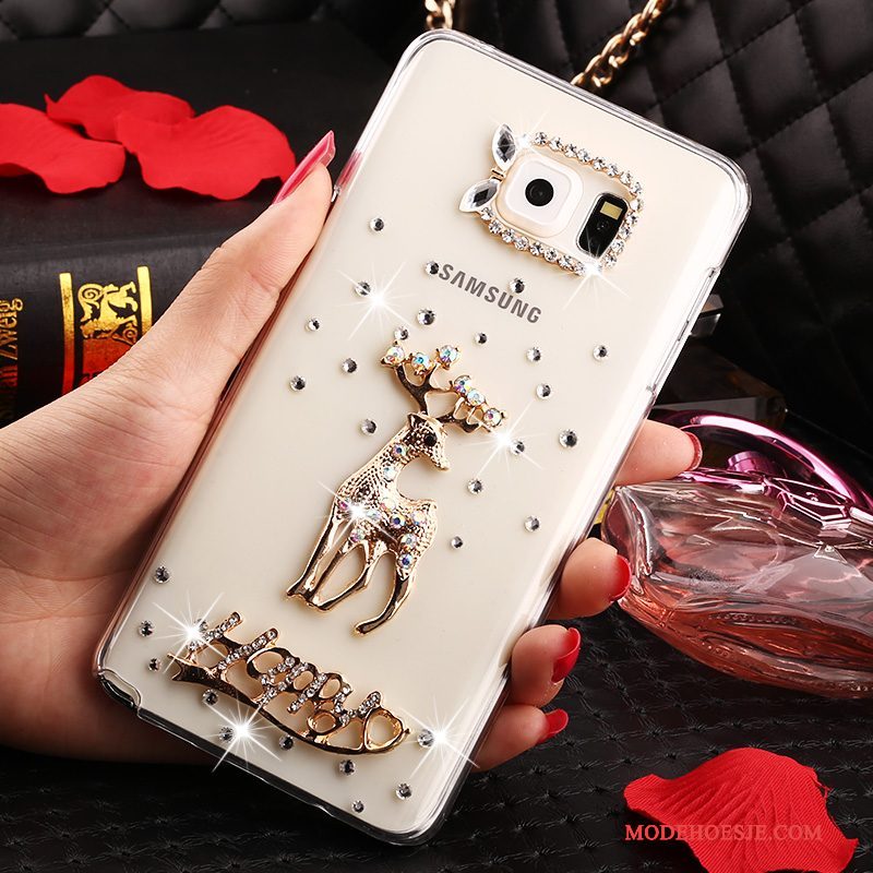 Hoesje Samsung Galaxy Note 5 Strass Anti-falltelefoon, Hoes Samsung Galaxy Note 5 Bescherming Wit Doorzichtig