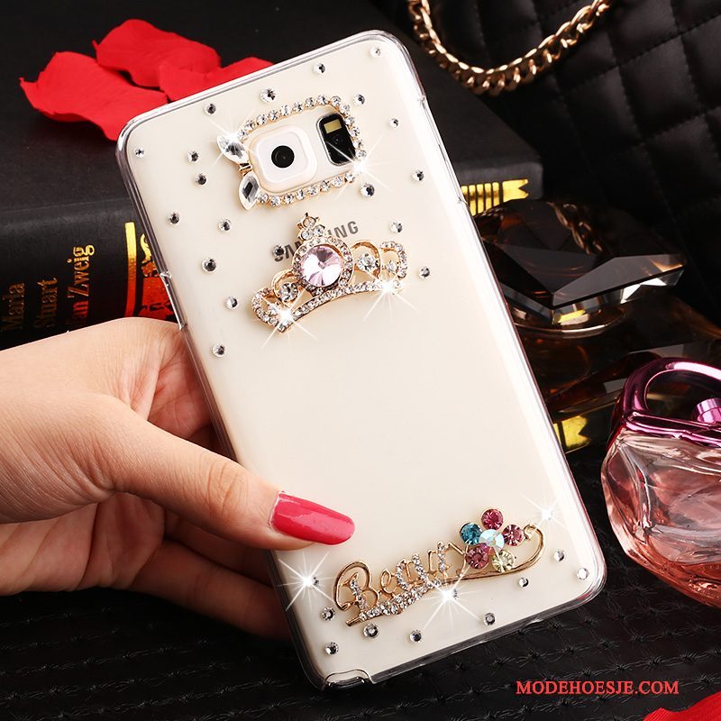 Hoesje Samsung Galaxy Note 5 Strass Anti-falltelefoon, Hoes Samsung Galaxy Note 5 Bescherming Wit Doorzichtig