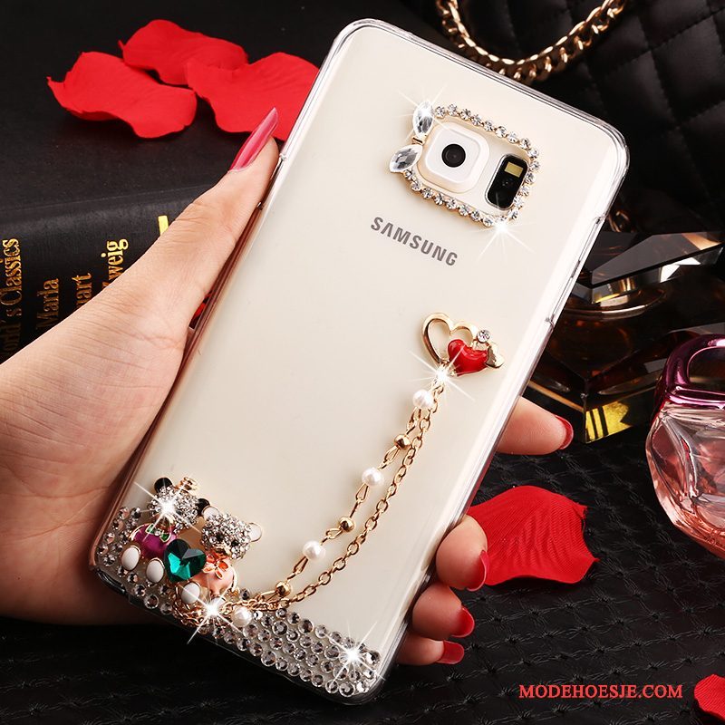 Hoesje Samsung Galaxy Note 5 Strass Anti-falltelefoon, Hoes Samsung Galaxy Note 5 Bescherming Wit Doorzichtig