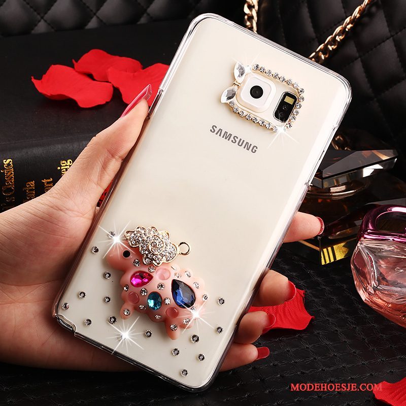 Hoesje Samsung Galaxy Note 5 Strass Anti-falltelefoon, Hoes Samsung Galaxy Note 5 Bescherming Wit Doorzichtig