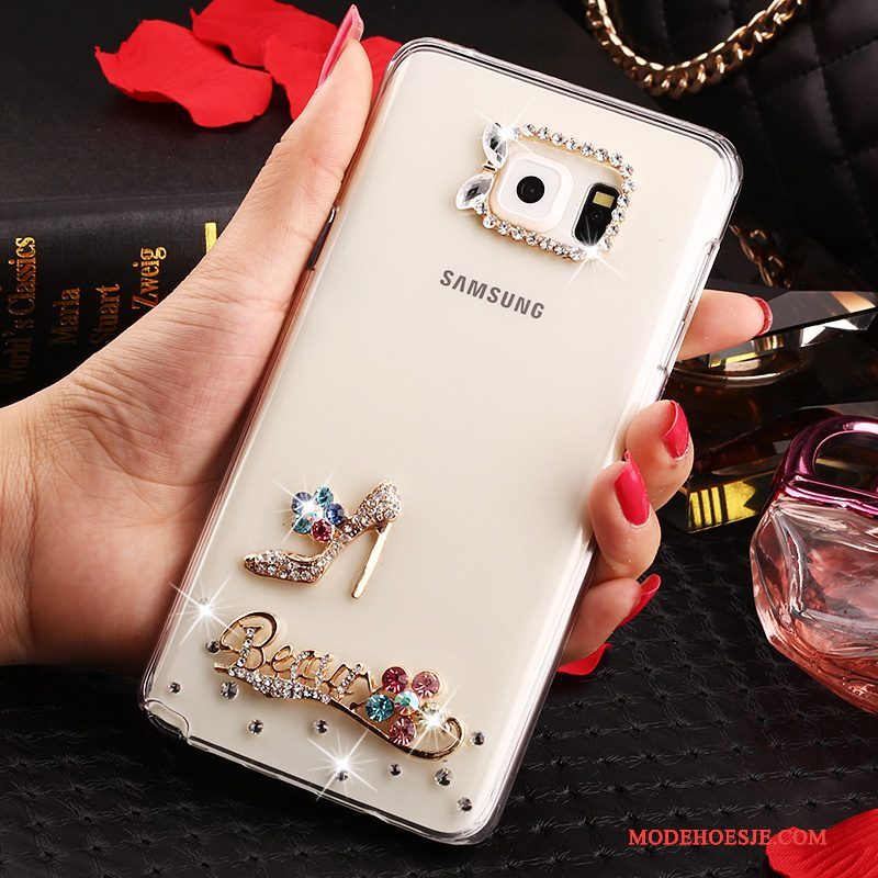 Hoesje Samsung Galaxy Note 5 Strass Anti-falltelefoon, Hoes Samsung Galaxy Note 5 Bescherming Wit Doorzichtig