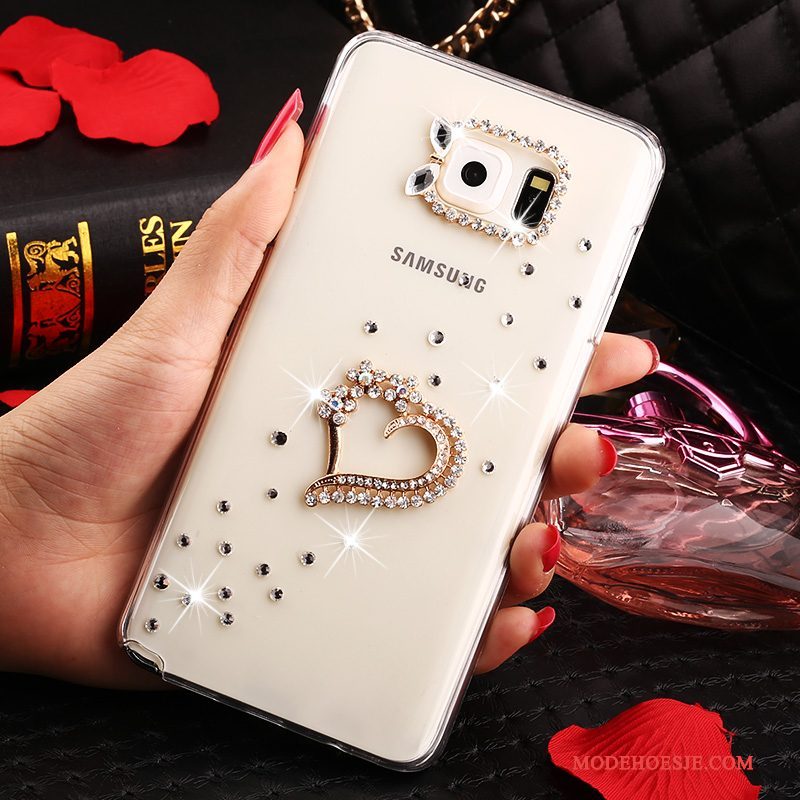 Hoesje Samsung Galaxy Note 5 Strass Anti-falltelefoon, Hoes Samsung Galaxy Note 5 Bescherming Wit Doorzichtig