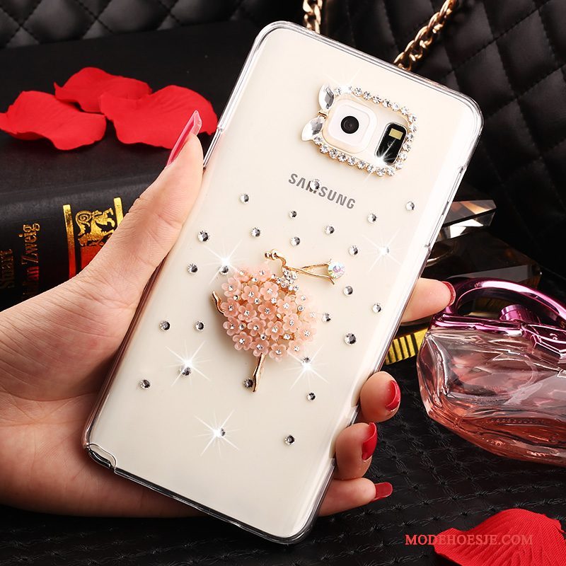 Hoesje Samsung Galaxy Note 5 Strass Anti-falltelefoon, Hoes Samsung Galaxy Note 5 Bescherming Wit Doorzichtig