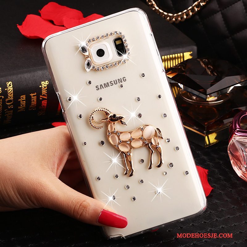 Hoesje Samsung Galaxy Note 5 Strass Anti-falltelefoon, Hoes Samsung Galaxy Note 5 Bescherming Wit Doorzichtig