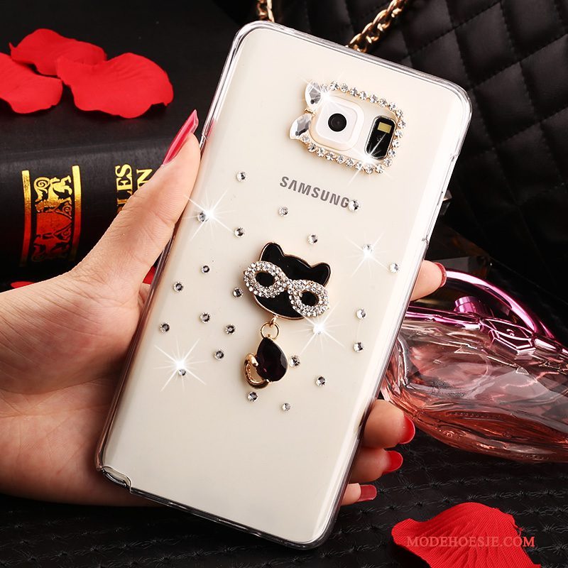 Hoesje Samsung Galaxy Note 5 Strass Anti-falltelefoon, Hoes Samsung Galaxy Note 5 Bescherming Wit Doorzichtig