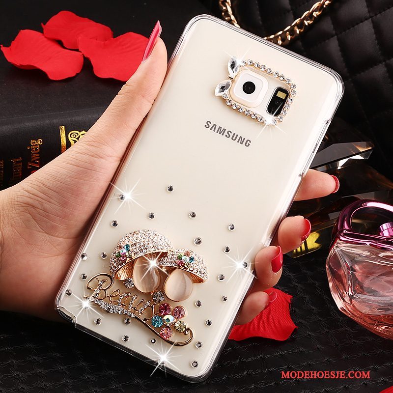 Hoesje Samsung Galaxy Note 5 Strass Anti-falltelefoon, Hoes Samsung Galaxy Note 5 Bescherming Wit Doorzichtig