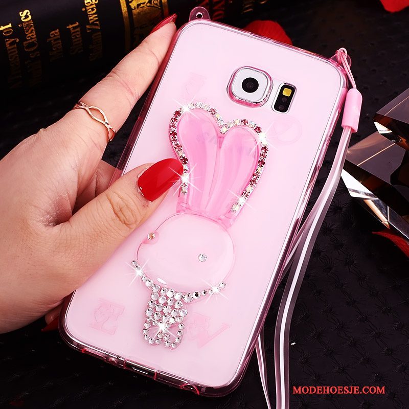 Hoesje Samsung Galaxy Note 5 Strass Purper Dun, Hoes Samsung Galaxy Note 5 Siliconen Doorzichtig Hanger