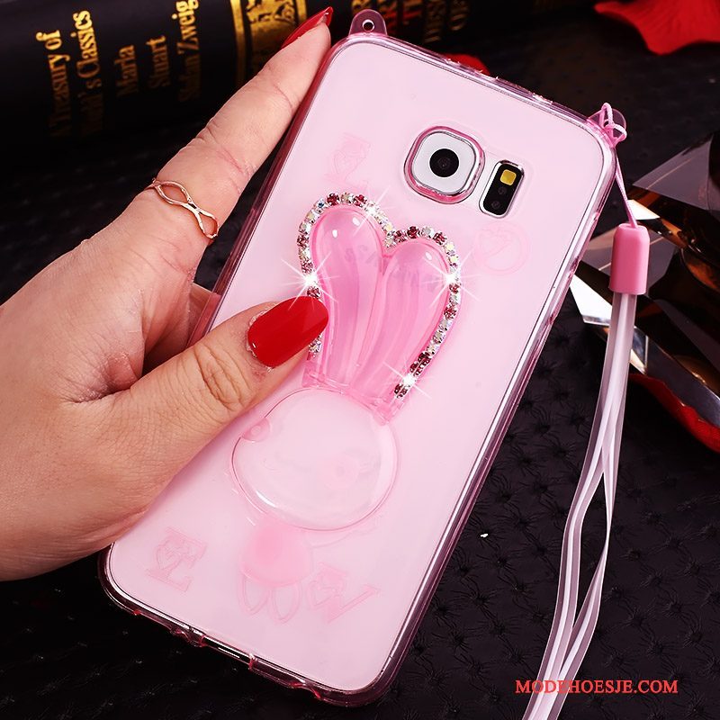 Hoesje Samsung Galaxy Note 5 Strass Purper Dun, Hoes Samsung Galaxy Note 5 Siliconen Doorzichtig Hanger