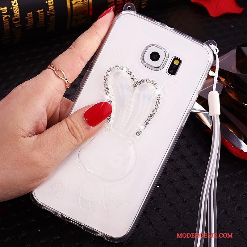 Hoesje Samsung Galaxy Note 5 Strass Purper Dun, Hoes Samsung Galaxy Note 5 Siliconen Doorzichtig Hanger