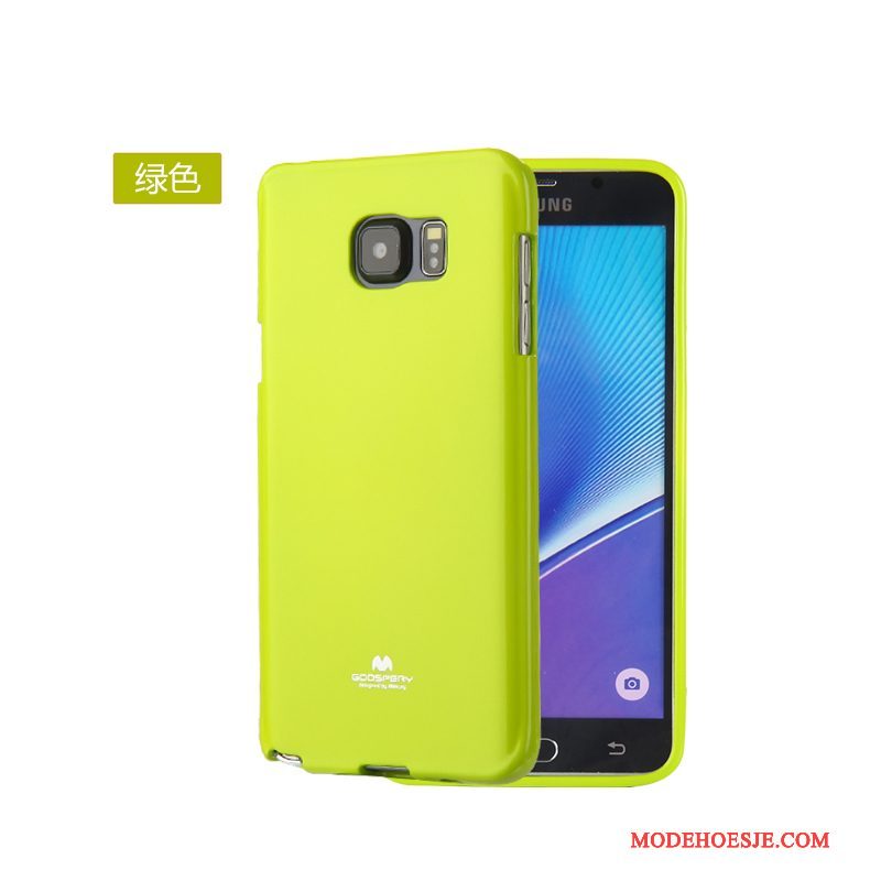 Hoesje Samsung Galaxy Note 5 Zacht Telefoon Groen, Hoes Samsung Galaxy Note 5 Zakken Dun Anti-fall