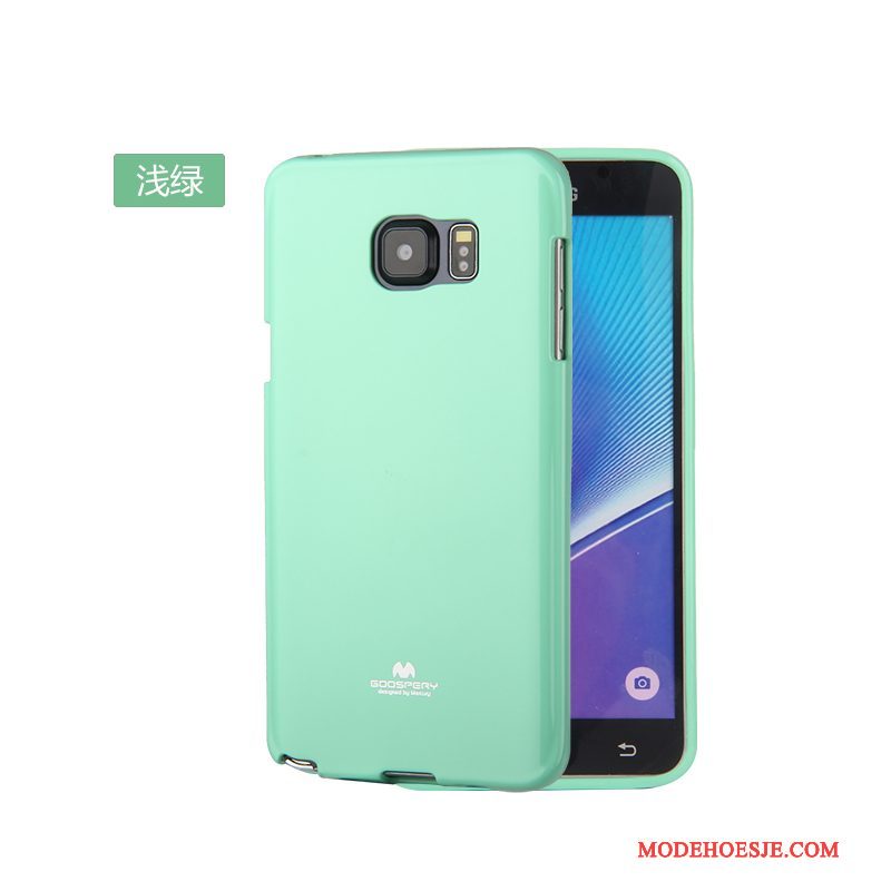 Hoesje Samsung Galaxy Note 5 Zacht Telefoon Groen, Hoes Samsung Galaxy Note 5 Zakken Dun Anti-fall