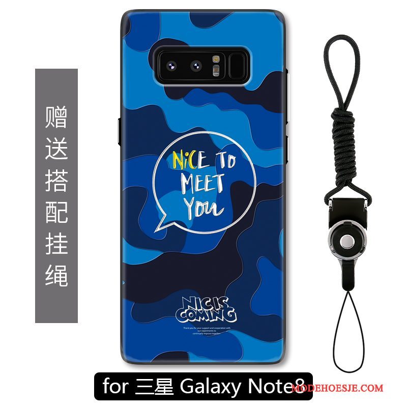 Hoesje Samsung Galaxy Note 8 Bescherming Blauw Anti-fall, Hoes Samsung Galaxy Note 8 Reliëf Telefoon Persoonlijk