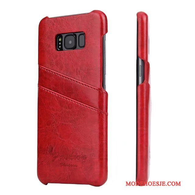 Hoesje Samsung Galaxy Note 8 Leer Blauwtelefoon, Hoes Samsung Galaxy Note 8 Bescherming Kaart Achterklep