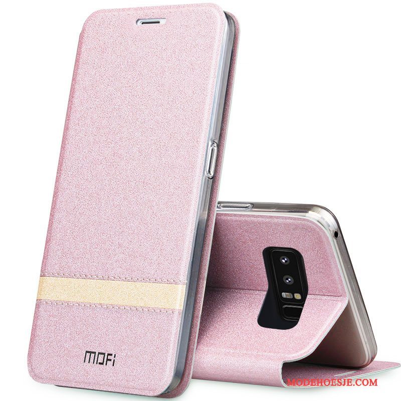 Hoesje Samsung Galaxy Note 8 Leer Telefoon Anti-fall, Hoes Samsung Galaxy Note 8 Folio Trend Goud