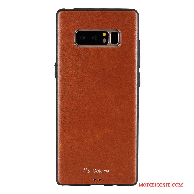 Hoesje Samsung Galaxy Note 8 Leer Telefoon Bedrijf, Hoes Samsung Galaxy Note 8 Zacht Donkerblauw