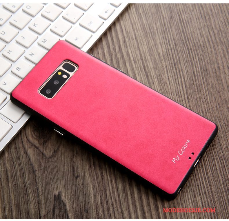 Hoesje Samsung Galaxy Note 8 Leer Telefoon Bedrijf, Hoes Samsung Galaxy Note 8 Zacht Donkerblauw