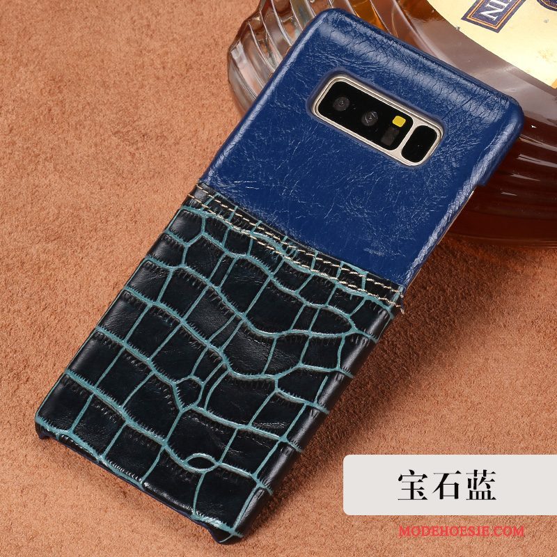 Hoesje Samsung Galaxy Note 8 Leer Telefoon Donkerblauw, Hoes Samsung Galaxy Note 8 Zakken Anti-fall