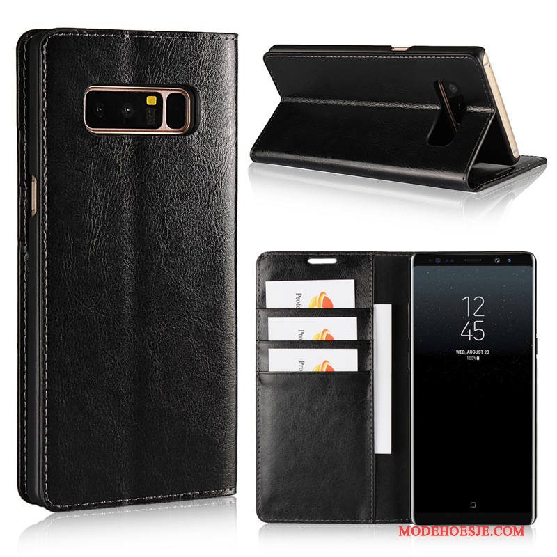 Hoesje Samsung Galaxy Note 8 Leer Telefoon Kaart, Hoes Samsung Galaxy Note 8 Bescherming