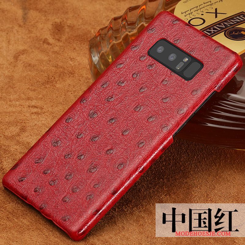 Hoesje Samsung Galaxy Note 8 Leer Trend Anti-fall, Hoes Samsung Galaxy Note 8 Luxe Telefoon Wijnrood