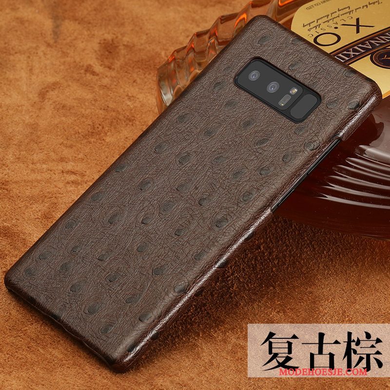 Hoesje Samsung Galaxy Note 8 Leer Trend Anti-fall, Hoes Samsung Galaxy Note 8 Luxe Telefoon Wijnrood