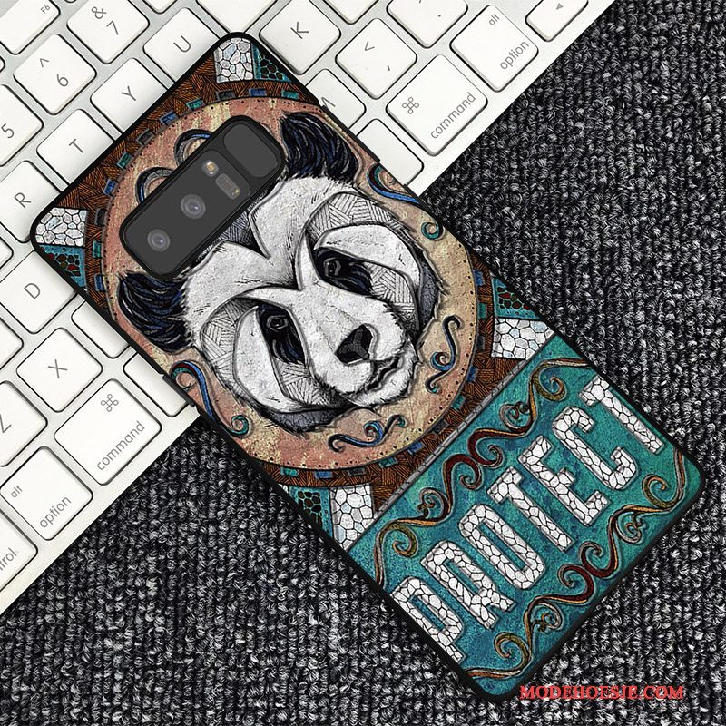 Hoesje Samsung Galaxy Note 8 Reliëf Donkerblauwtelefoon, Hoes Samsung Galaxy Note 8 Bescherming Chinese Stijl Trend