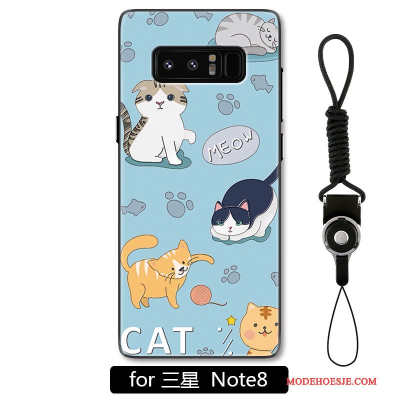 Hoesje Samsung Galaxy Note 8 Reliëf Telefoon Anti-fall, Hoes Samsung Galaxy Note 8 Spotprent Kat Hanger