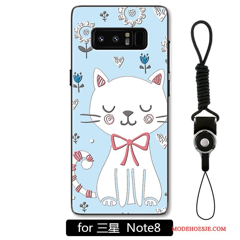 Hoesje Samsung Galaxy Note 8 Reliëf Telefoon Anti-fall, Hoes Samsung Galaxy Note 8 Spotprent Kat Hanger