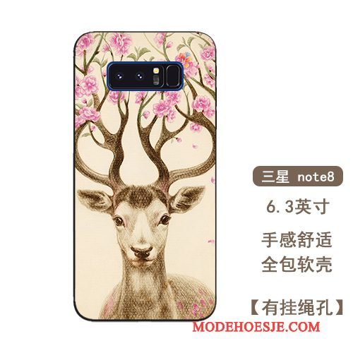 Hoesje Samsung Galaxy Note 8 Scheppend Handbeschilderde Zeemleer, Hoes Samsung Galaxy Note 8 Kleur Bloemen Anti-fall