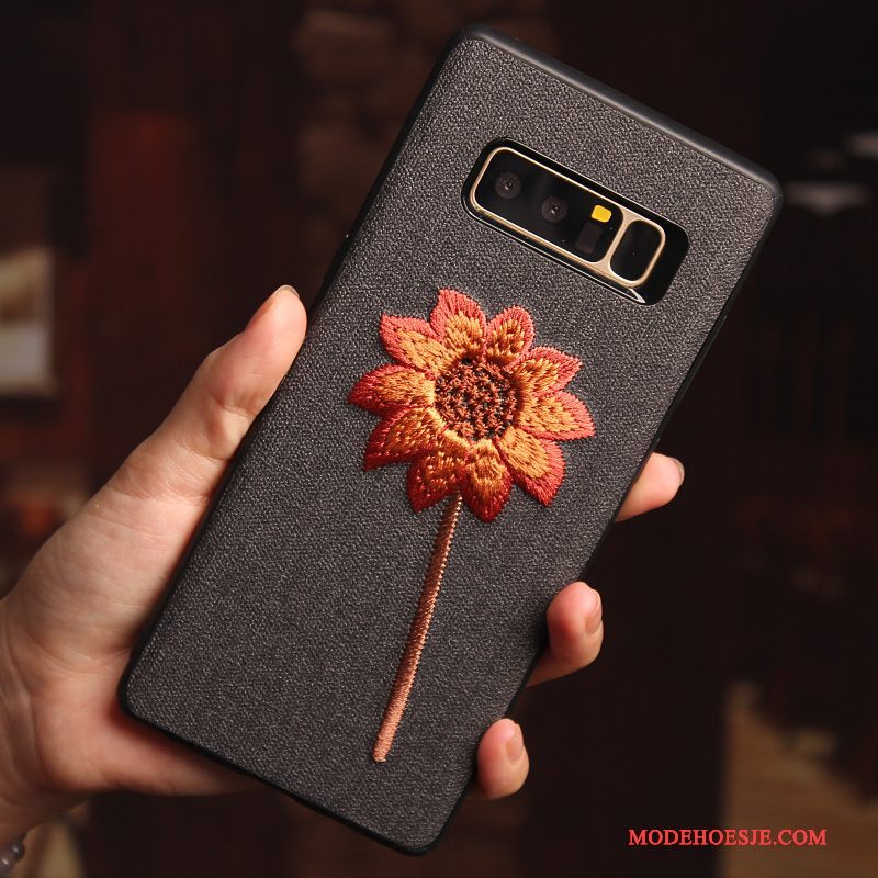 Hoesje Samsung Galaxy Note 8 Scheppend Khakitelefoon, Hoes Samsung Galaxy Note 8 Bescherming Persoonlijk Borduurwerk