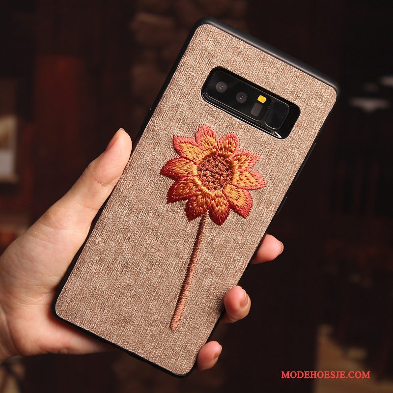 Hoesje Samsung Galaxy Note 8 Scheppend Khakitelefoon, Hoes Samsung Galaxy Note 8 Bescherming Persoonlijk Borduurwerk