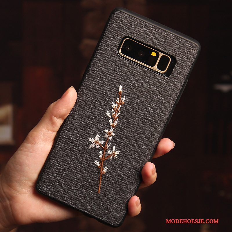 Hoesje Samsung Galaxy Note 8 Scheppend Khakitelefoon, Hoes Samsung Galaxy Note 8 Bescherming Persoonlijk Borduurwerk