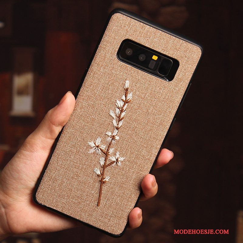 Hoesje Samsung Galaxy Note 8 Scheppend Khakitelefoon, Hoes Samsung Galaxy Note 8 Bescherming Persoonlijk Borduurwerk