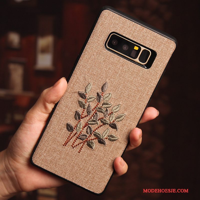 Hoesje Samsung Galaxy Note 8 Scheppend Khakitelefoon, Hoes Samsung Galaxy Note 8 Bescherming Persoonlijk Borduurwerk