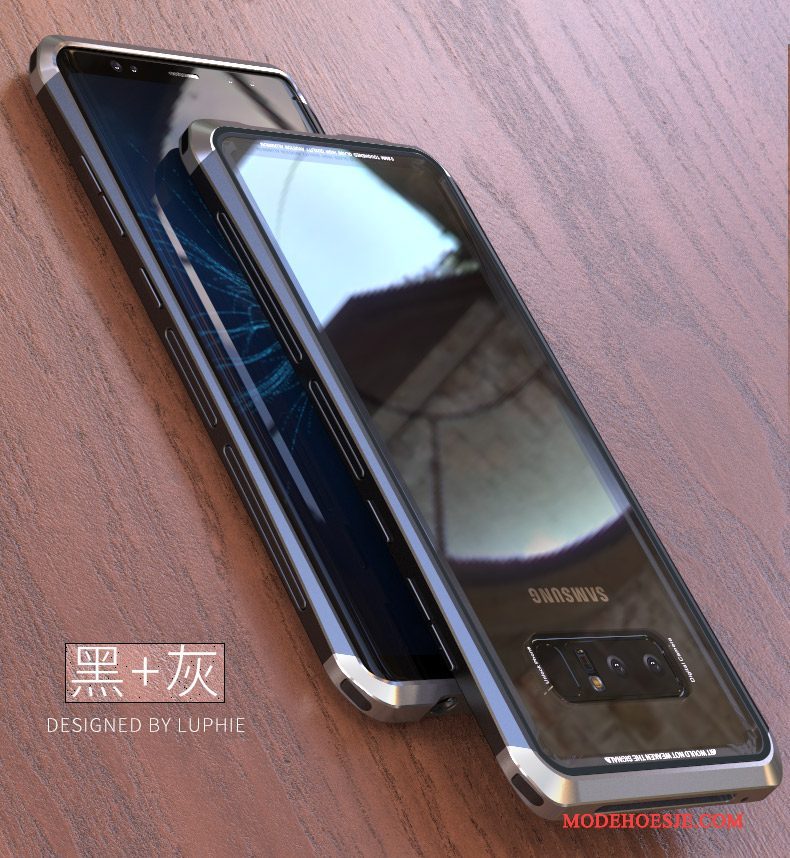 Hoesje Samsung Galaxy Note 8 Scheppend Legering Anti-fall, Hoes Samsung Galaxy Note 8 Metaal Persoonlijk Blauw