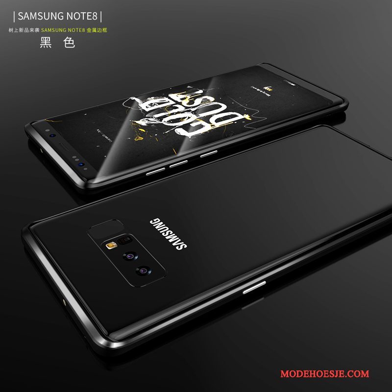 Hoesje Samsung Galaxy Note 8 Scheppend Omlijstingtelefoon, Hoes Samsung Galaxy Note 8 Metaal Dun Purper