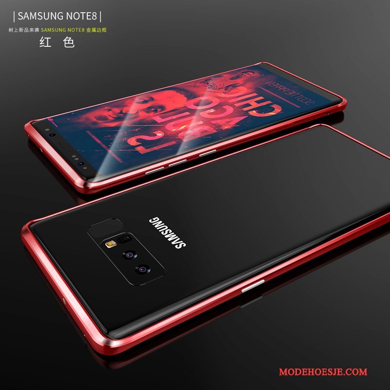 Hoesje Samsung Galaxy Note 8 Scheppend Omlijstingtelefoon, Hoes Samsung Galaxy Note 8 Metaal Dun Purper