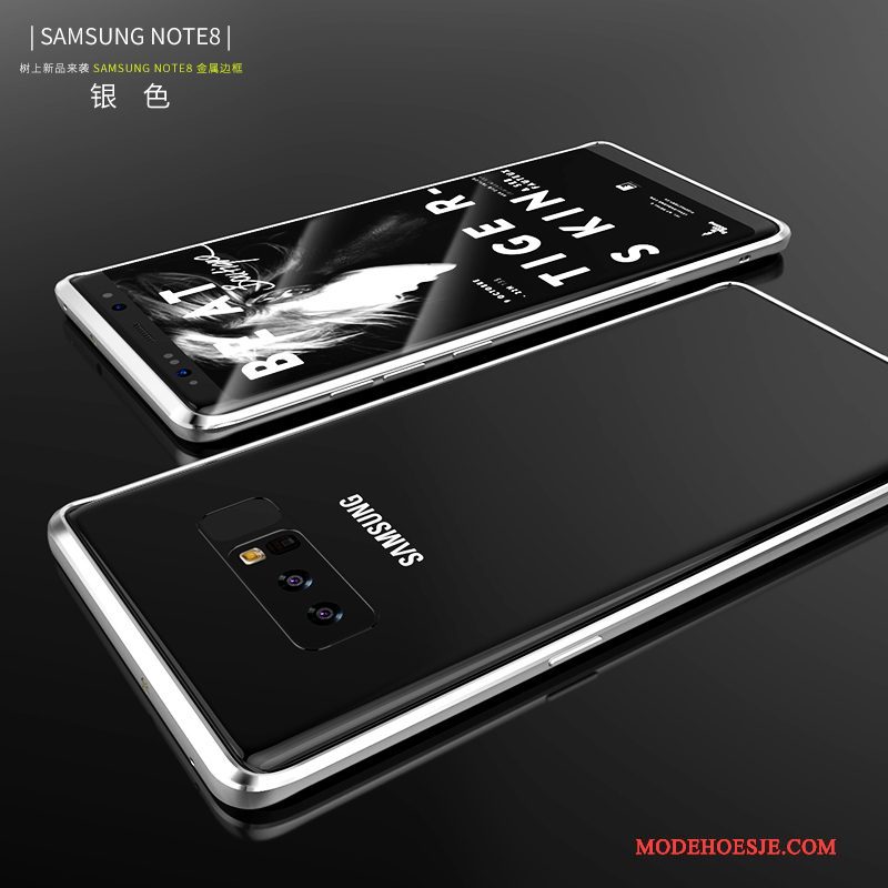 Hoesje Samsung Galaxy Note 8 Scheppend Omlijstingtelefoon, Hoes Samsung Galaxy Note 8 Metaal Dun Purper
